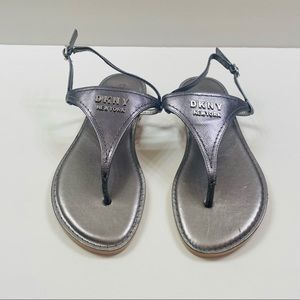 DKNY slingback Thong sandals silver sz 9